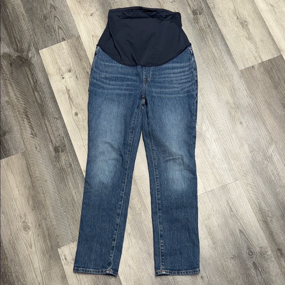 Madewell Maternity Blue Denim Jeans with Black Stretch Panel